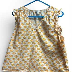 Orange and White Shell Print Sleeveless Top